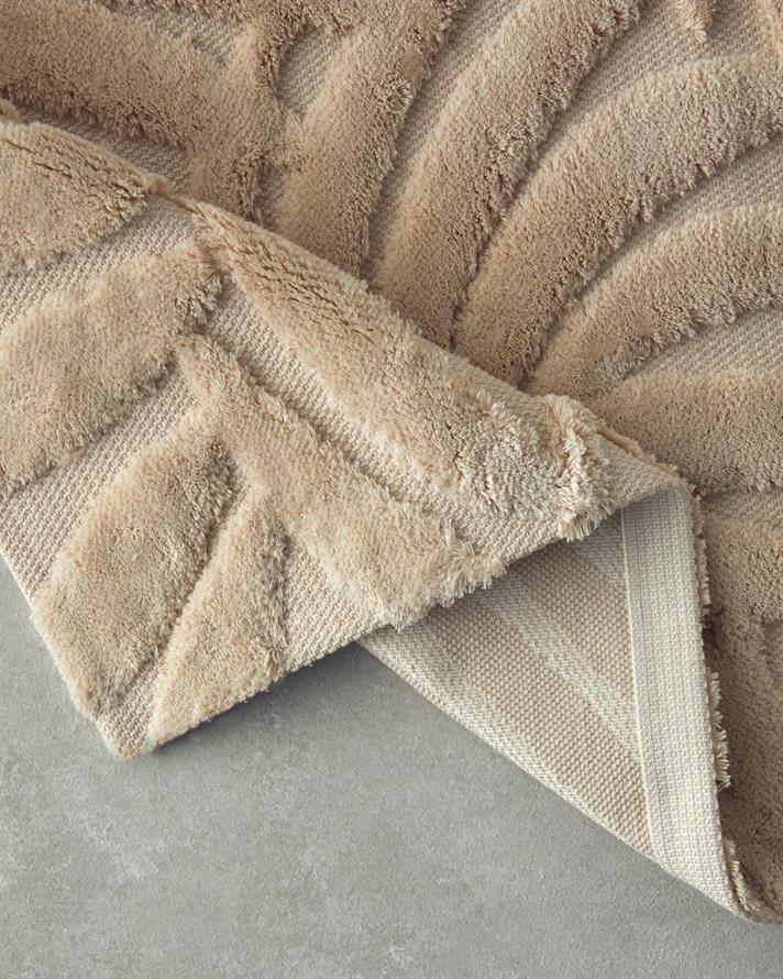 Leafy Joy Cu Bumbac Set Covorașe De Baie 60x90 + 40x60 cm Bej