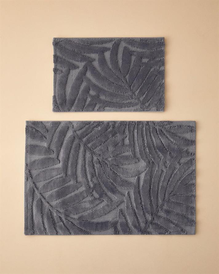 Leafy Joy Cu Bumbac Set Covorașe De Baie 60x90 + 40x60 cm Gri Închis