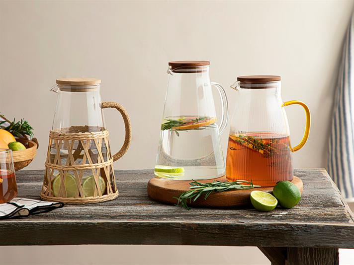 Leila Borosilicate Wicker Water Bottle 1450 ml Transparent