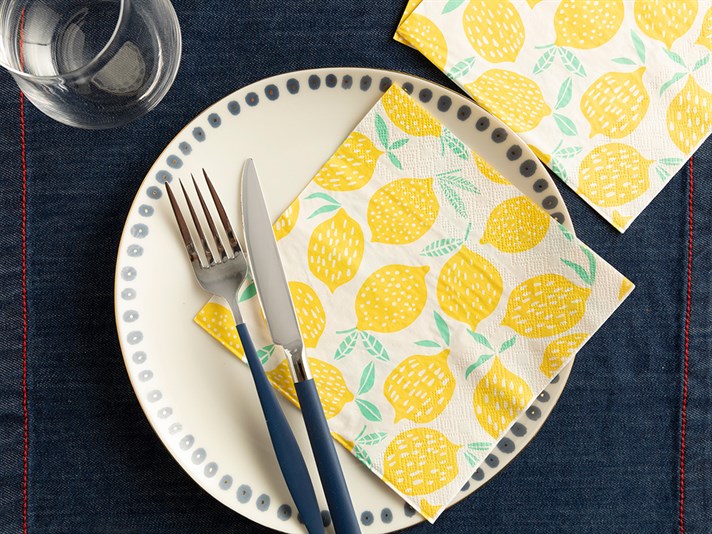 Lemon Craze Paper 20 Set Tissue Napkin 33x33 cm White
