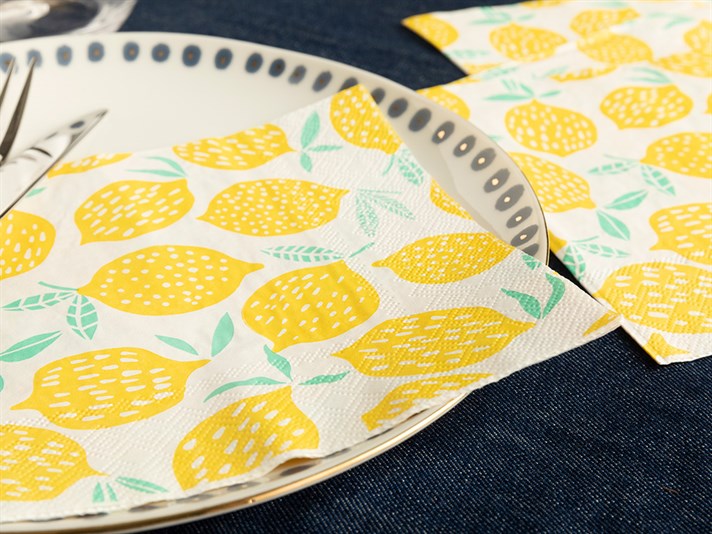 Lemon Craze Paper 20 Set Tissue Napkin 33x33 cm White