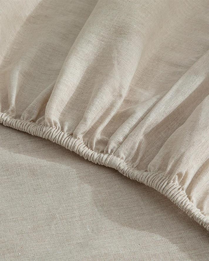 Lenjerie de pat completă, King Size, Crispate, bumbac-poliester-elastan, 240x220 cm/ 180x200 cm/ 50x70 cm, bej deschis