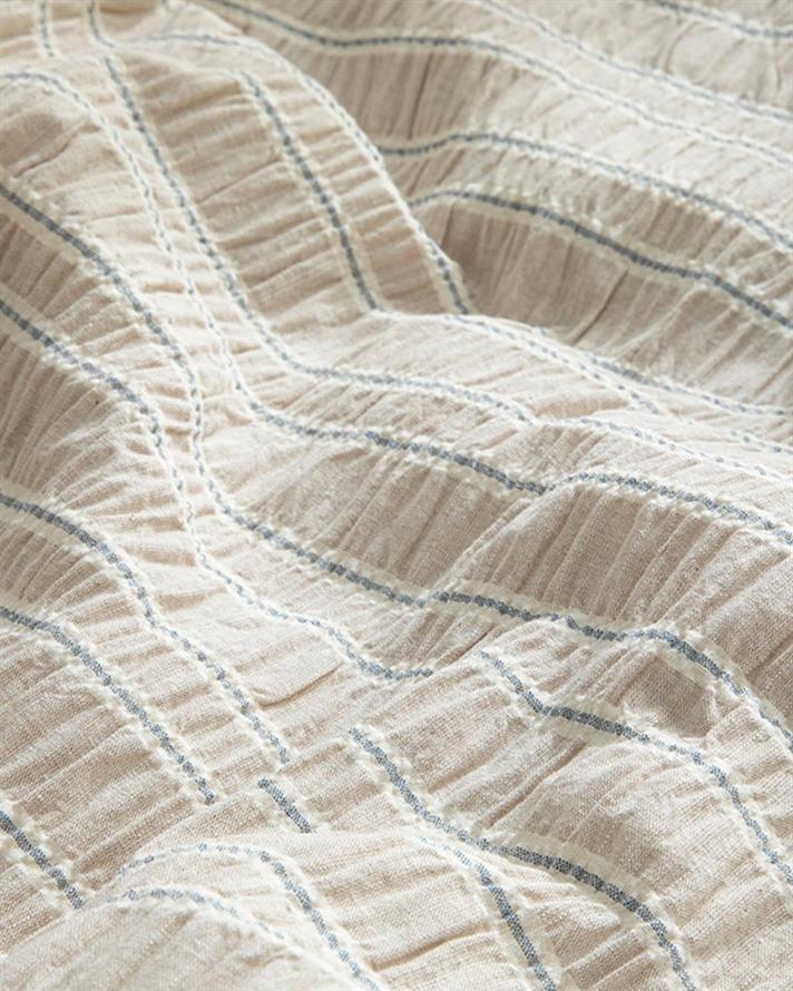 Lenjerie de pat completă, King Size, Crispate, bumbac-poliester-elastan, 240x220 cm/ 180x200 cm/ 50x70 cm, bej deschis