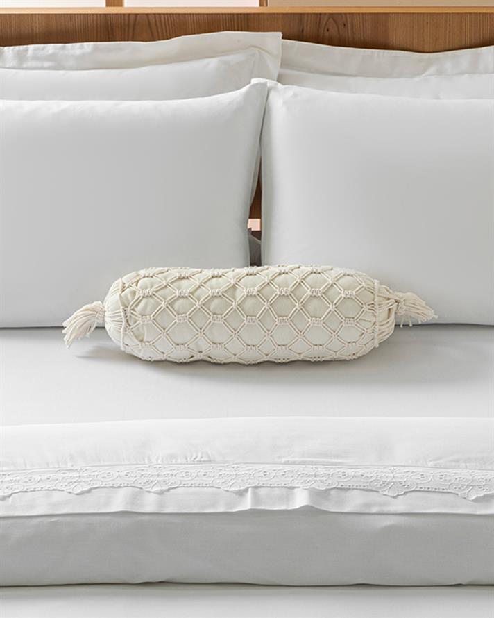 Lenjerie de pat completă, king size, Kiara, bumbac-satinat, 200x220 cm/ 260x280 cm/ 50x70 cm, alb