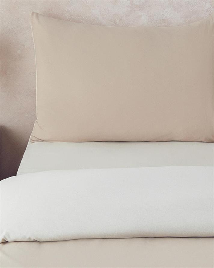 Lenjerie de pat completă, king size, Placid, bumbac, 240x220 cm/ 180x200 cm/ 50x70 cm, bej-crem