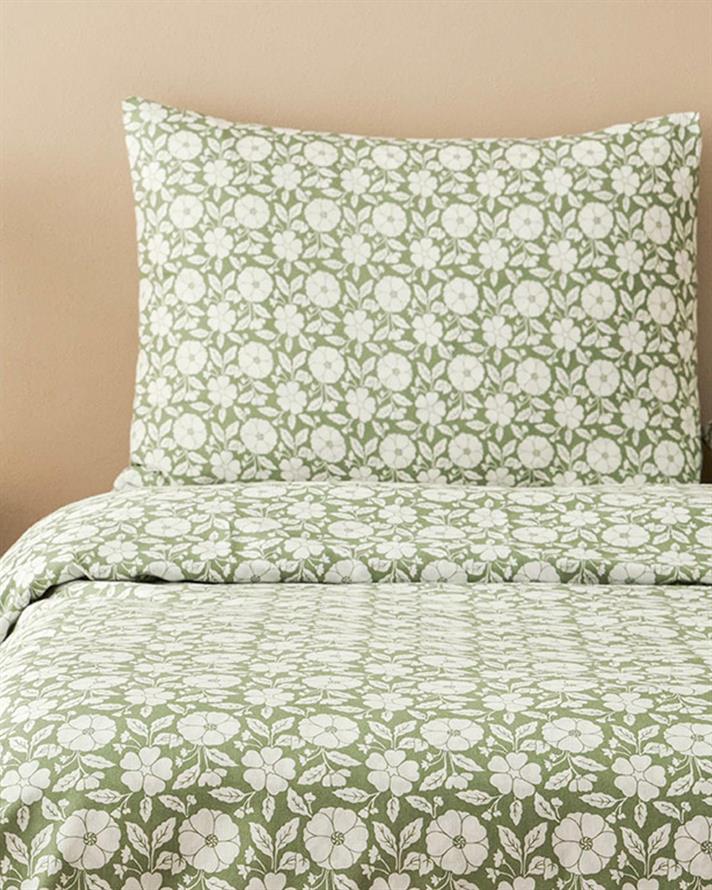 Lenjerie de pat completă, pentru două persoane, Parterre, bumbac-poliester, 200x220 cm/ 160x200 cm/ 50x70 cm, verde