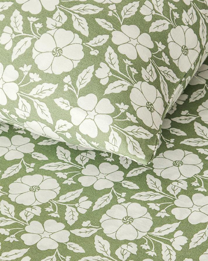 Lenjerie de pat completă, pentru două persoane, Parterre, bumbac-poliester, 200x220 cm/ 160x200 cm/ 50x70 cm, verde