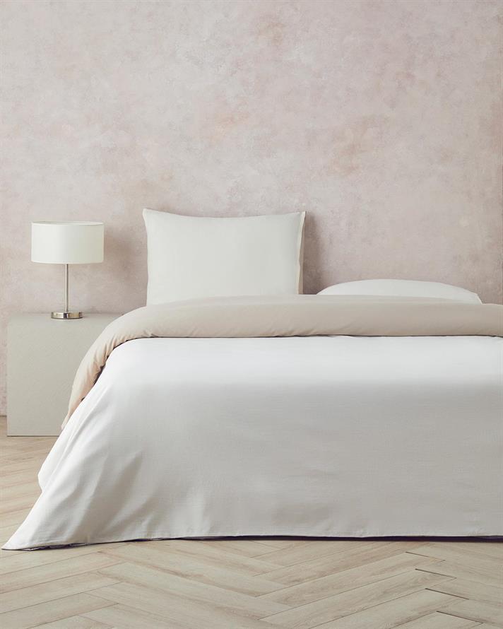 Lenjerie de pat completă, pentru două persoane, Placid, bumbac, 200x220 cm/ 160x200 cm/ 50x70 cm, bej-crem