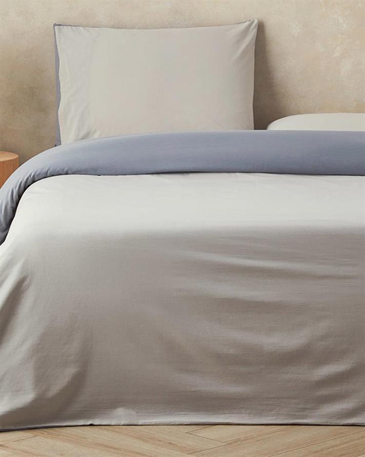 Lenjerie de pat completă, pentru două persoane, Placid, bumbac, 200x220 cm/ 160x200 cm/ 50x70 cm, gri