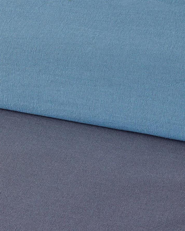 Lenjerie de pat completă, pentru două persoane, Placid, bumbac, 200x220 cm/ 160x200 cm/ 50x70 cm, albastru-bleu