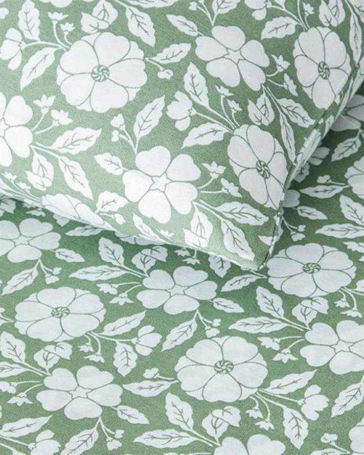 Lenjerie de pat completă, pentru o persoană, Parterre, bumbac-poliester, 160x220 cm/100x200 cm/50x70 cm, verde