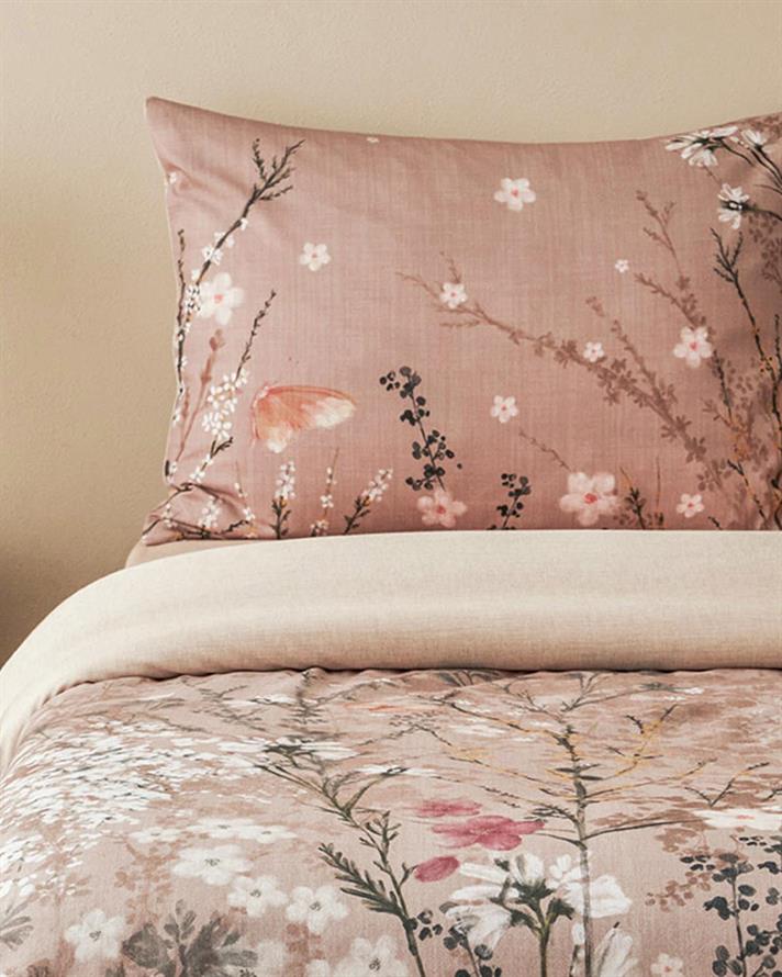 Lenjerie de pat completă pentru o persoană, Sweet Spring, bumbac-viscoză, 160x220 cm/100x200 cm/ 50x70 cm, roz închis