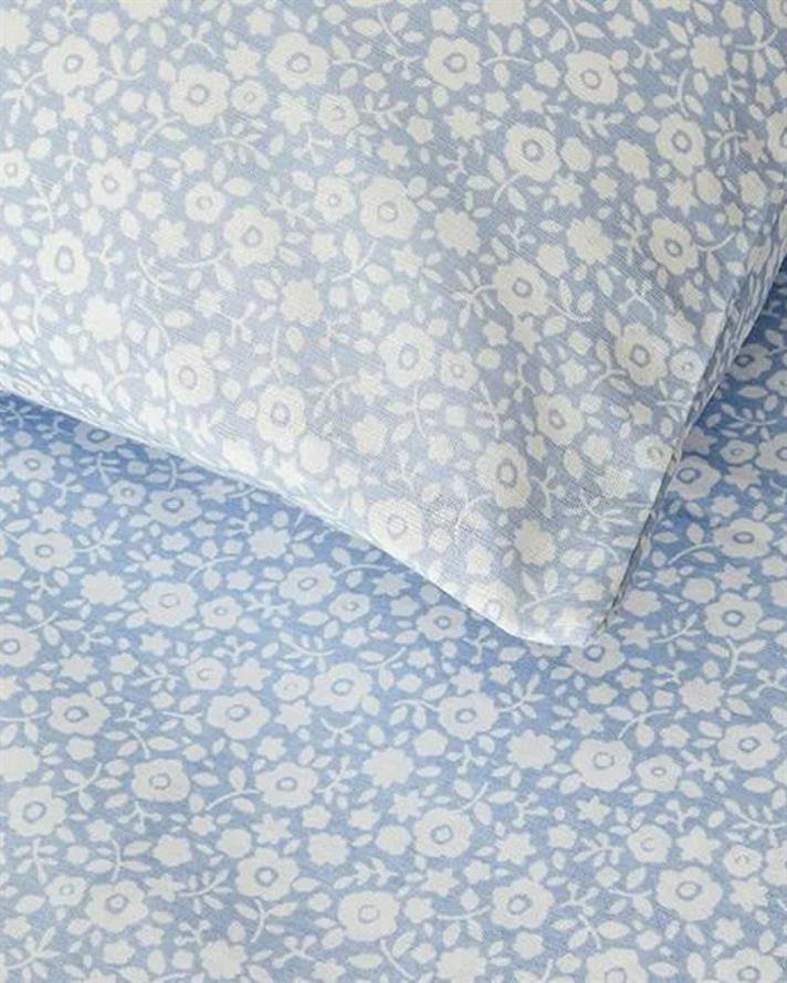 Lenjerie de pat completă, pentru o persoană, Liberty Blossom, bumbac-poliester, 160x220 cm/100x200 cm/50x70 cm, bleu