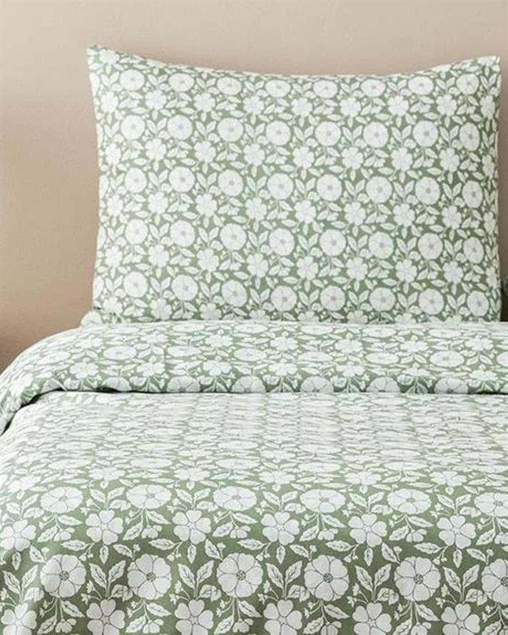 Lenjerie de pat completă, pentru o persoană, Parterre, bumbac-poliester, 160x220 cm/100x200 cm/50x70 cm, verde