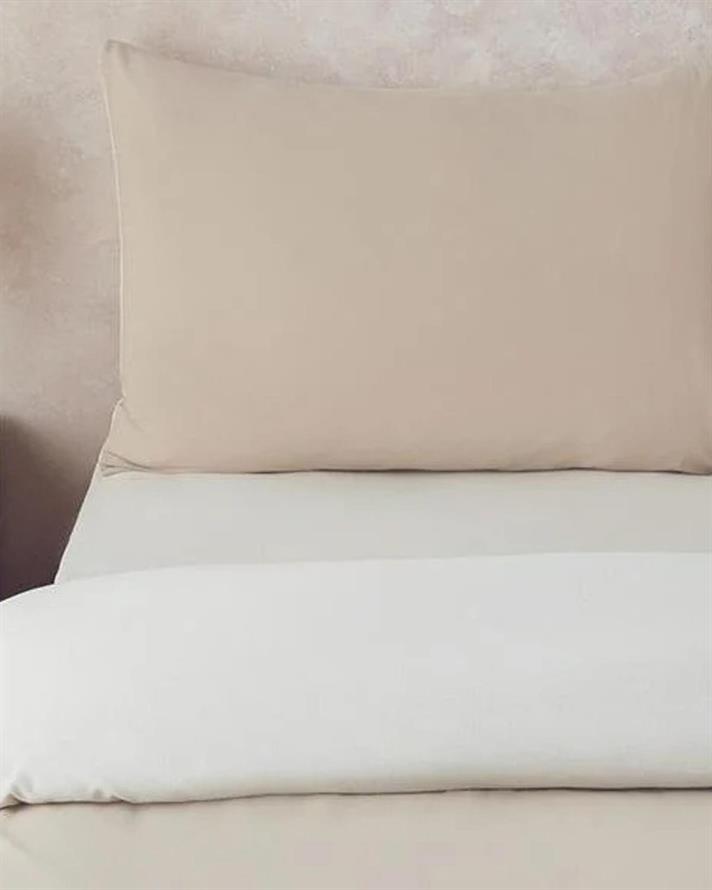 Lenjerie de pat completă, pentru o persoană, Placid, bumbac, 160x220 cm/100x200 cm/50x70 cm, bej-crem