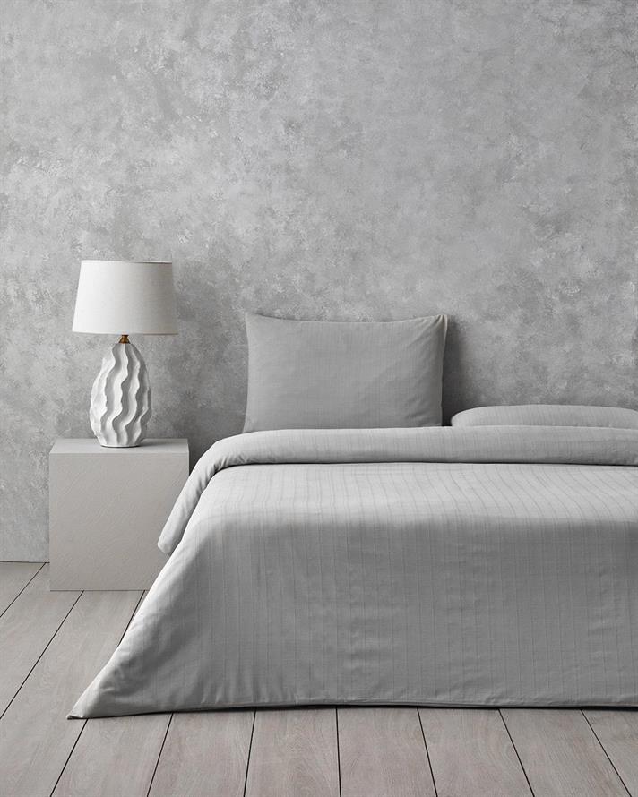 Lenjerie de pat completa King Size, Diamond, bumbac-viscoza, 240x220 cm/180x200 cm/50x70 cm, gri