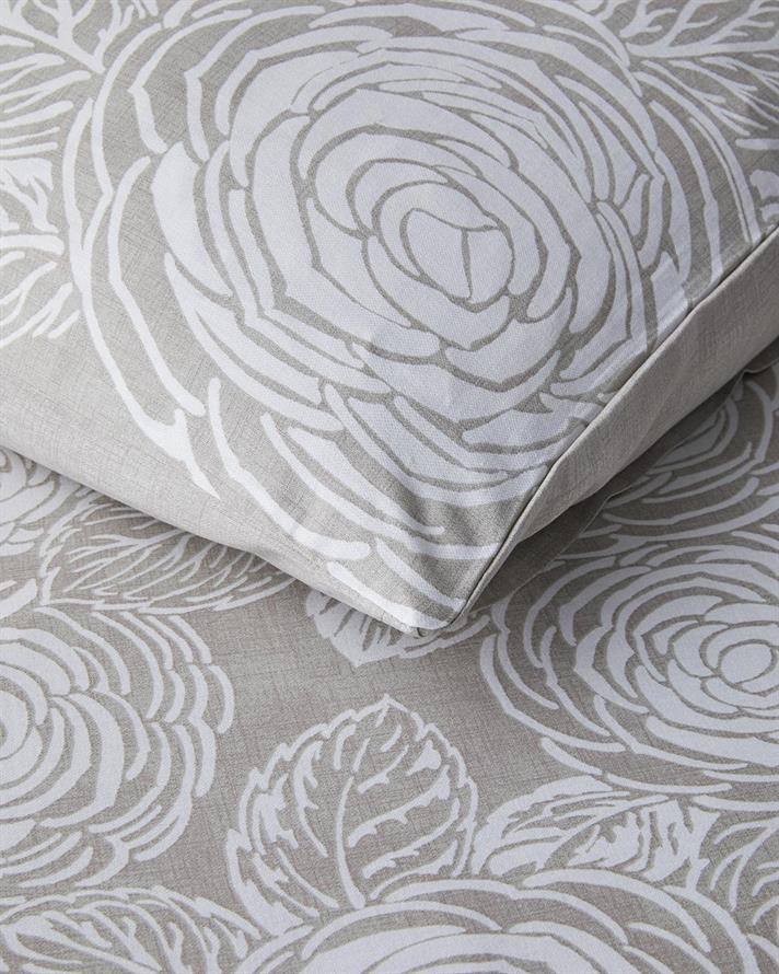 Lenjerie de pat completa pentru doua persoane, Shabby Rose, bumbac, 200x220 cm/160x200 cm/50x70 cm, gri