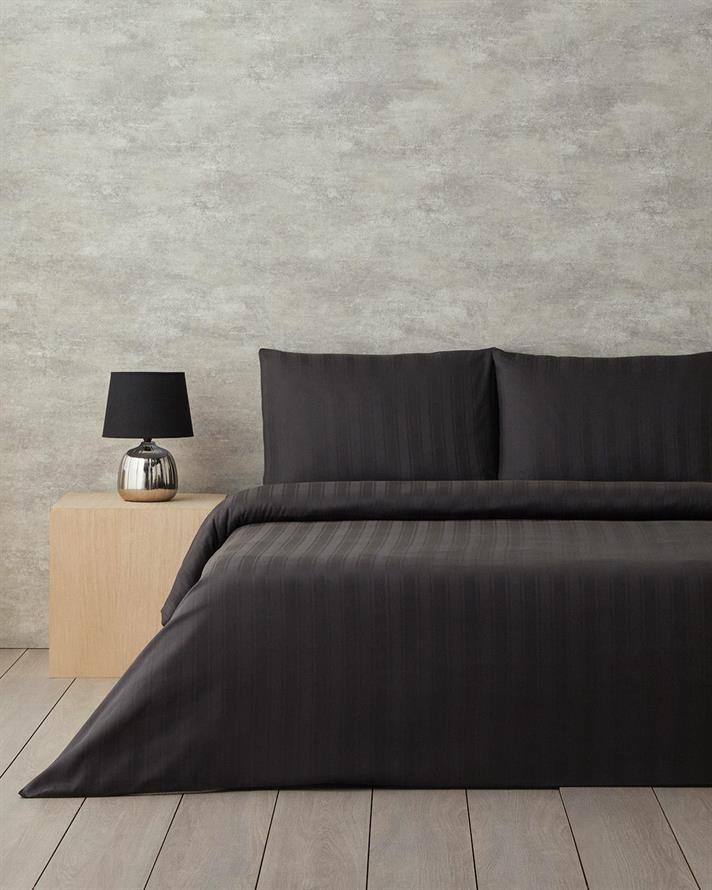 Lenjerie de pat completa pentru doua persoane, Lior, bumbac, 200x220 cm/160x200 cm/50x70 cm, antracit