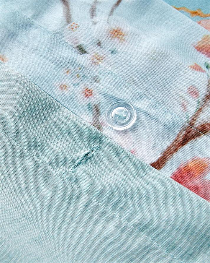 Lenjerie de pat completa pentru doua persoane, Bright Shinrin, bumbac-viscoza, 200x220 cm/160x200 cm/50x70 cm, turcoaz