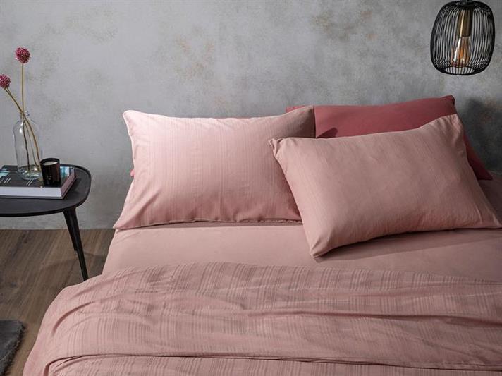 Lenjerie de pat completa, pentru doua persoane, Aurora Silky Touch, Bumbac-Viscoza, 200x220 cm/160x200 cm/50X70 cm, roz