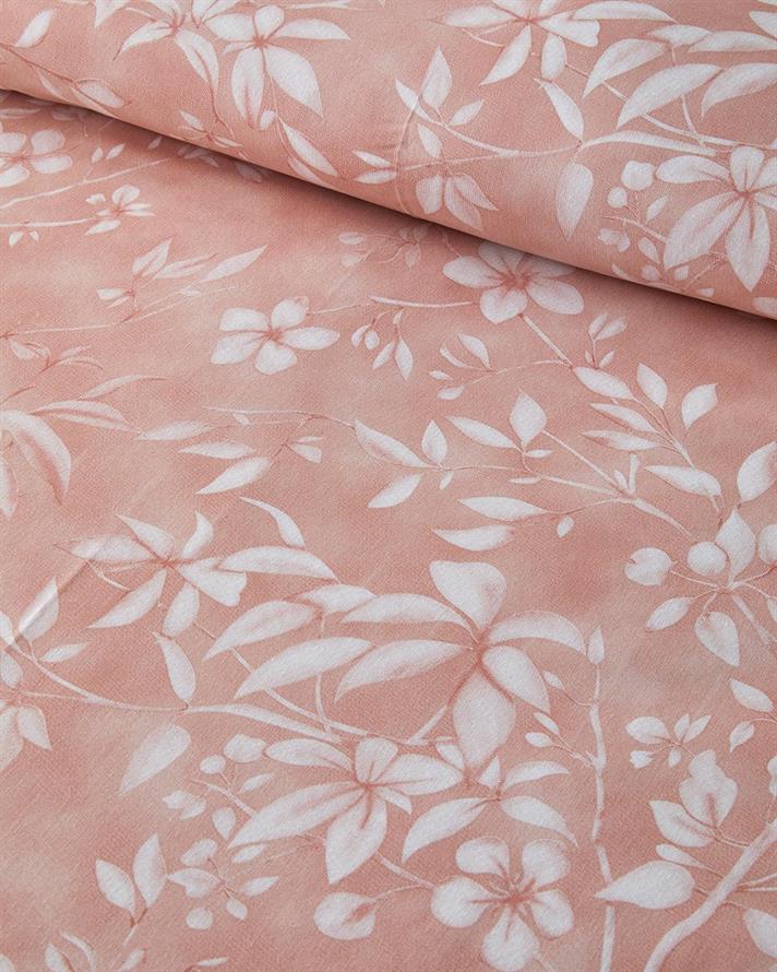 Lenjerie de pat completa, pentru doua persoane, Ivy Flowers, polycotton, 200x220 cm/160x200 cm/50x70 cm, roz prafuit