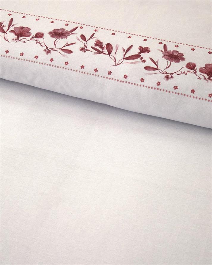 Lenjerie de pat completa, pentru doua persone, Flower Chain, Bumbac-viscoza, 200x220 cm/160x200 cm/50x70 cm, alb-roz