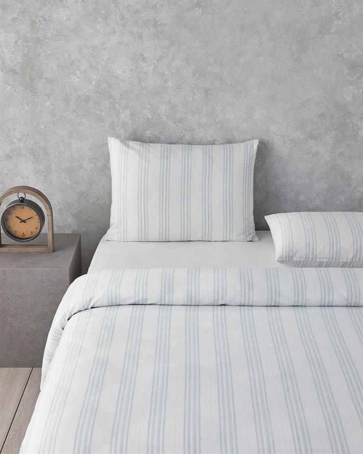 Lenjerie de pat completa pentru o persoana, Calm Stitch, bumbac-viscoza-poliester, 160x220 cm/100x200 cm/50x70 cm, alb-v