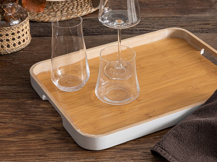 Leopy Bamboo Tray 40x30 cm White