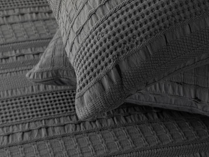 Set cuvertură pat cu fețe de pernă, King size, Levron, bumbac, 220x240 cm, antracit