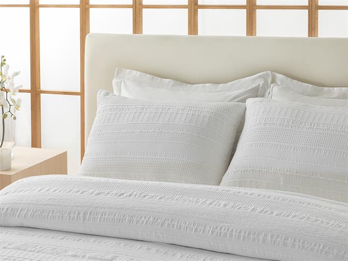 Set cuvertură pat cu fețe de pernă, King size, Levron, bumbac, 240x260 cm, alb