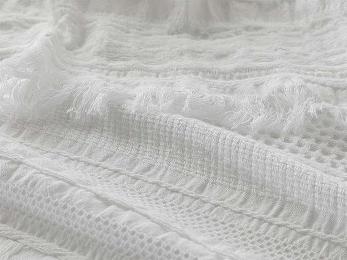 Set cuvertură pat cu fețe de pernă, King size, Levron, bumbac, 240x260 cm, alb