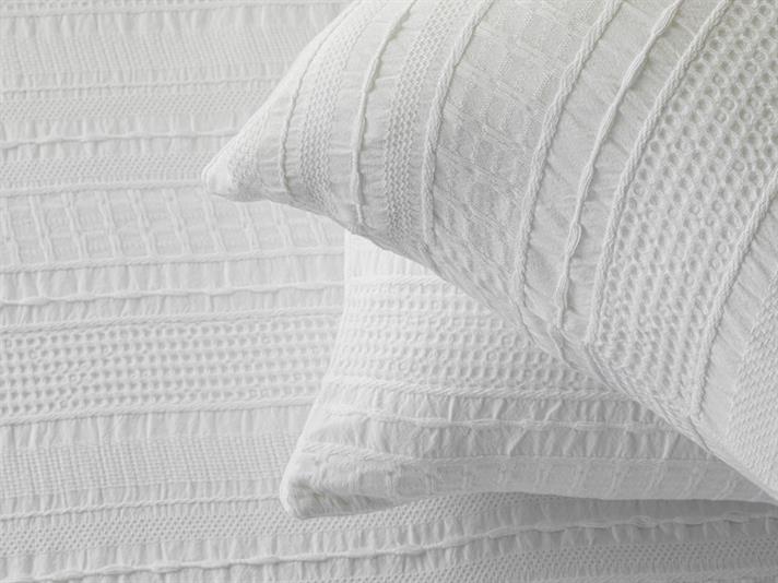 Set cuvertură pat cu fețe de pernă, King size, Levron, bumbac, 240x260 cm, alb