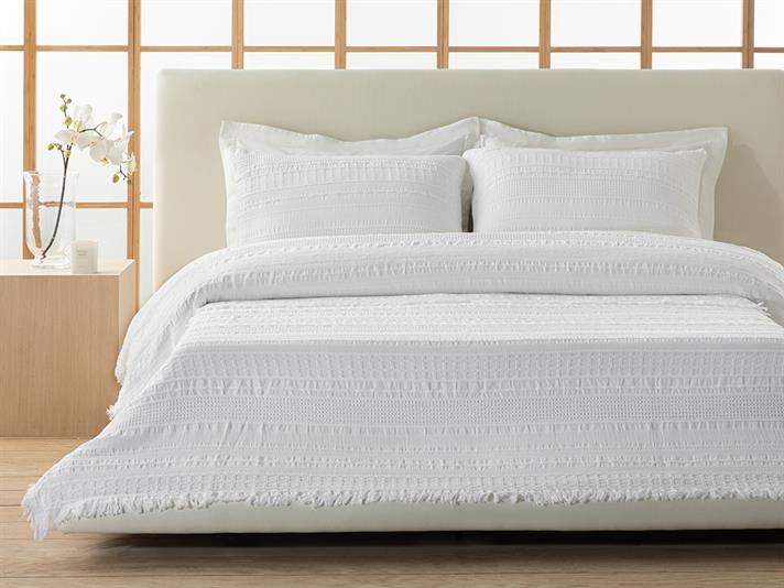 Set cuvertură pat cu fețe de pernă, King size, Levron, bumbac, 240x260 cm, alb