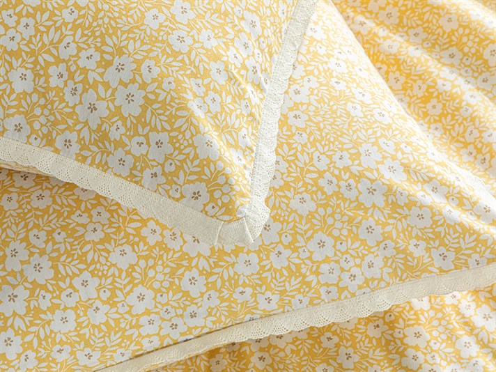 Liberty Bloom Cu Bumbac Super King Set Lenjerie De Pat 260x220 cm Galben