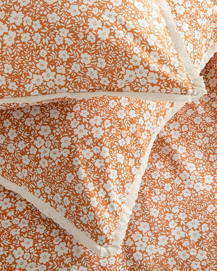 Liberty Bloom Cu Bumbac King Size Set Lenjerie De Pat 240x220 cm Portocaliu