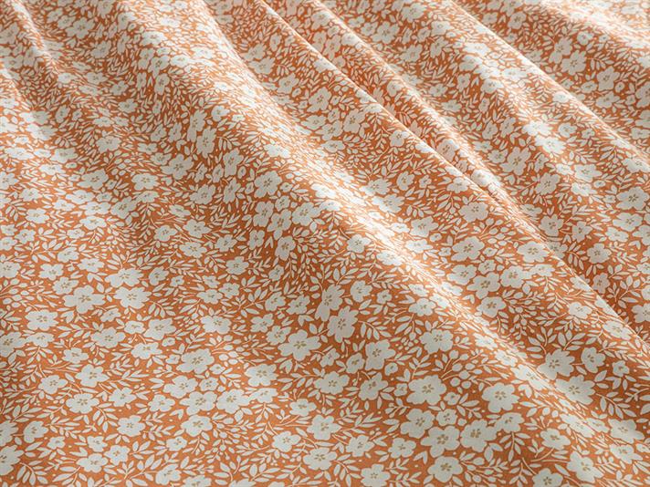 Set husa de pilota cu o fata de perna pentru o persoana, Liberty Bloom, bumbac, 160x220 cm/50x70 cm, portocaliu