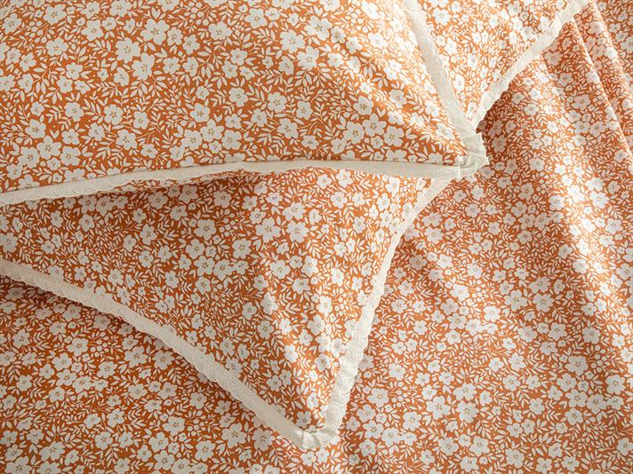 Set husa de pilota cu o fata de perna pentru o persoana, Liberty Bloom, bumbac, 160x220 cm/50x70 cm, portocaliu