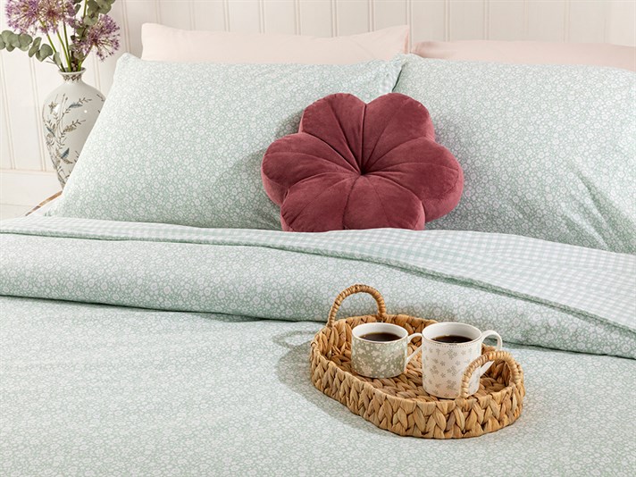 Liberty Blossom Cu Bumbac Single Set Lenjerie De Pat 160x220 cm Seledon