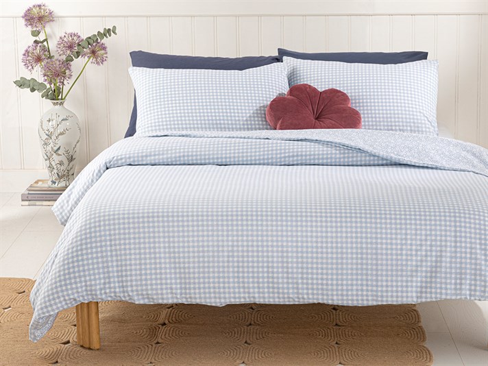 Liberty Blossom Cu Bumbac Super King Set Lenjerie De Pat 260x220 cm Albastru
