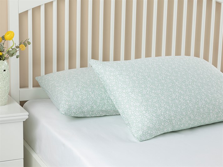 Liberty Blossom Cu Bumbac Cu 2 Piese Față De Pernă 50x70 cm Seledon
