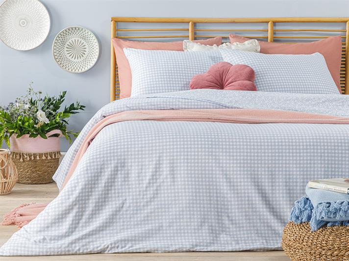 Liberty Blossom Cu Bumbac Single Set Lenjerie De Pat 160x220 cm Albastru