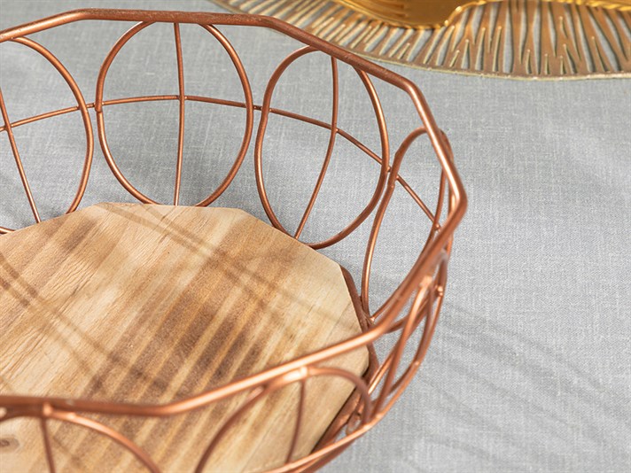 Lilian 93% Metal 7% Mdf Bread Basket 20 cm Rose