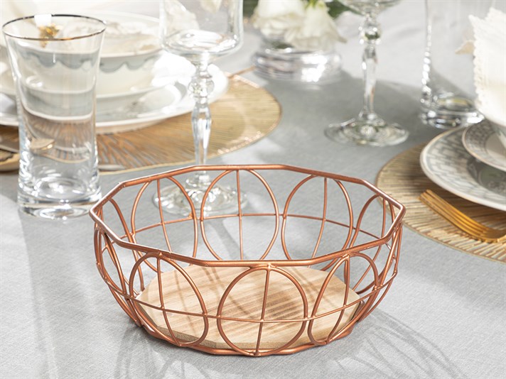 Lilian 93% Metal 7% Mdf Bread Basket 20 cm Rose