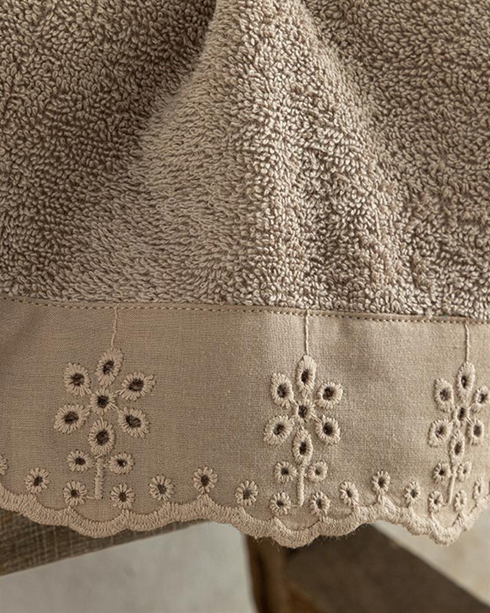 Lilian Prosop De Mână Brodat, Bumbac, 30*40 Cm, Gri Deschis