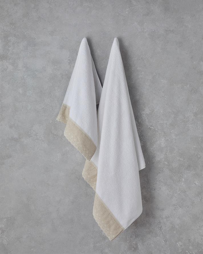 Linda Cu Bumbac Brodat Prosop De Baie 90x150 cm Alb