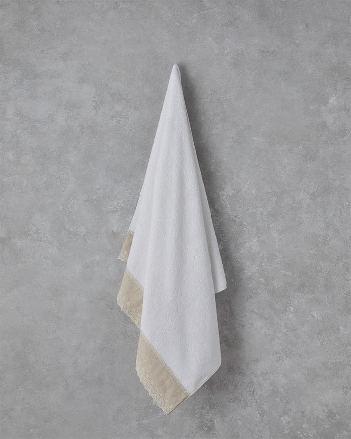 Linda Cu Bumbac Brodat Prosop De Baie 90x150 cm Alb