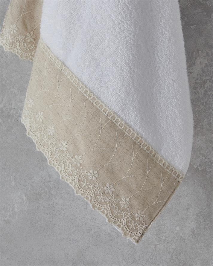 Linda Cu Bumbac Brodat Prosop De Față 50x90 cm Alb