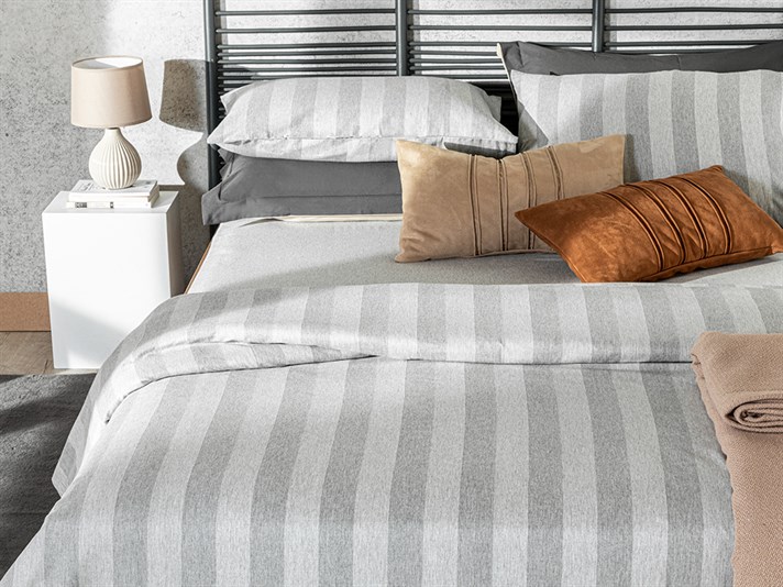 Linea Bold Stripe Twill Double Set Lenjerie De Pat 200x220 cm Gri