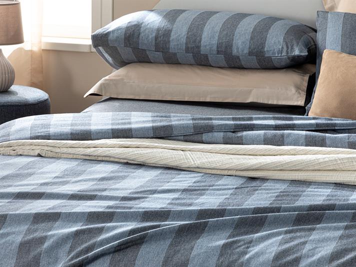 Linea Bold Stripe Twill Double Set Lenjerie De Pat 200x220 cm Bleumarin