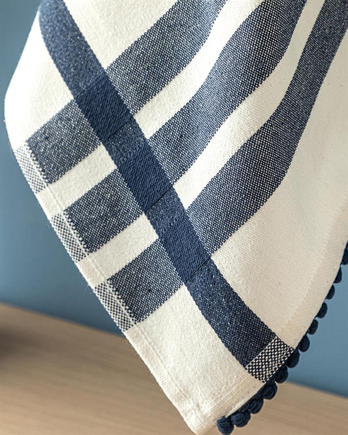 Linee Cotton Pompom Shaped Drying Cloth 40x60 cm Dark Blue
